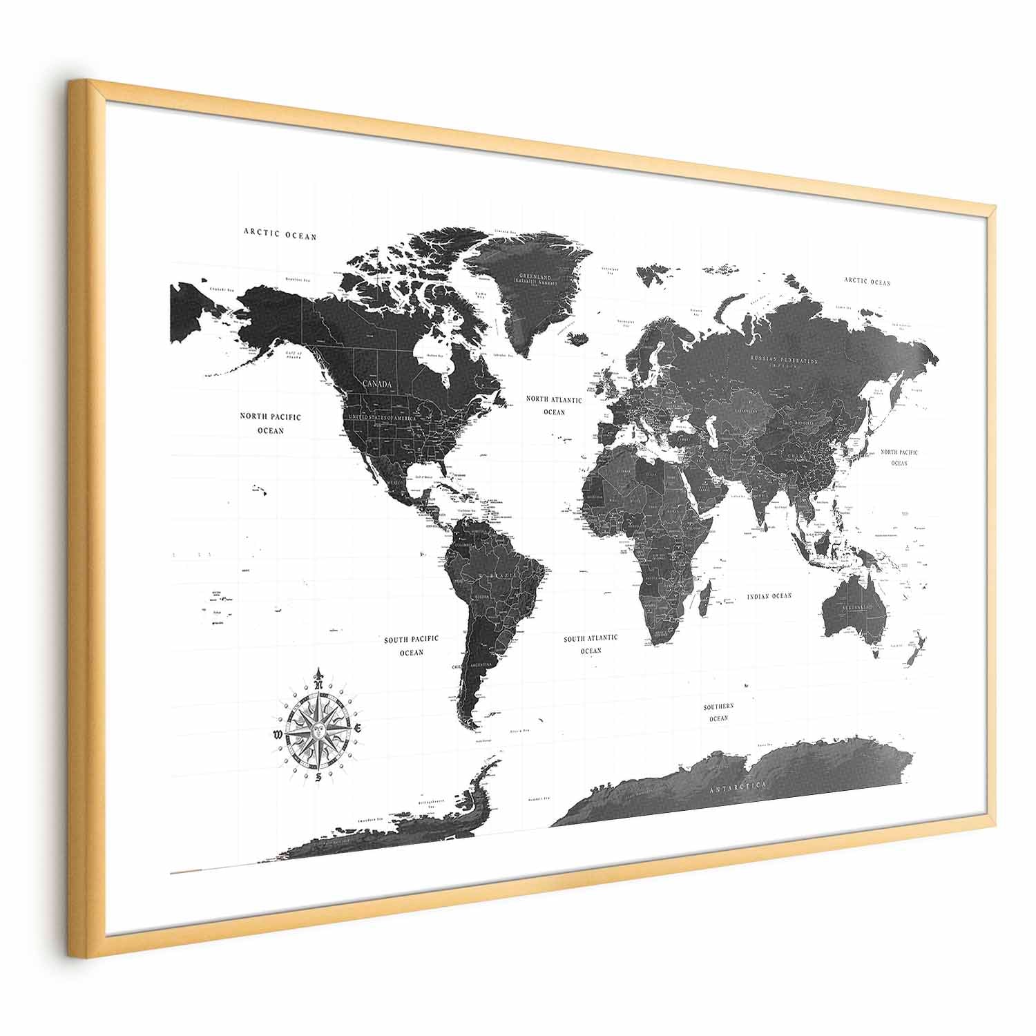 Monochromatic World Map Poster