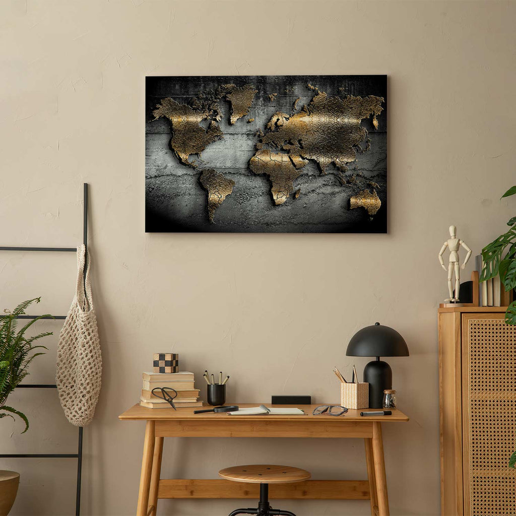 Abstract Continents Map Texture Canvas Print