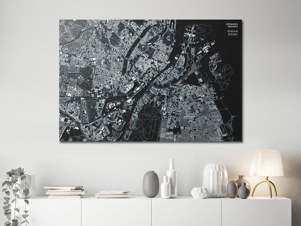 Copenhagen Close-Up Map Decorative Pinboard