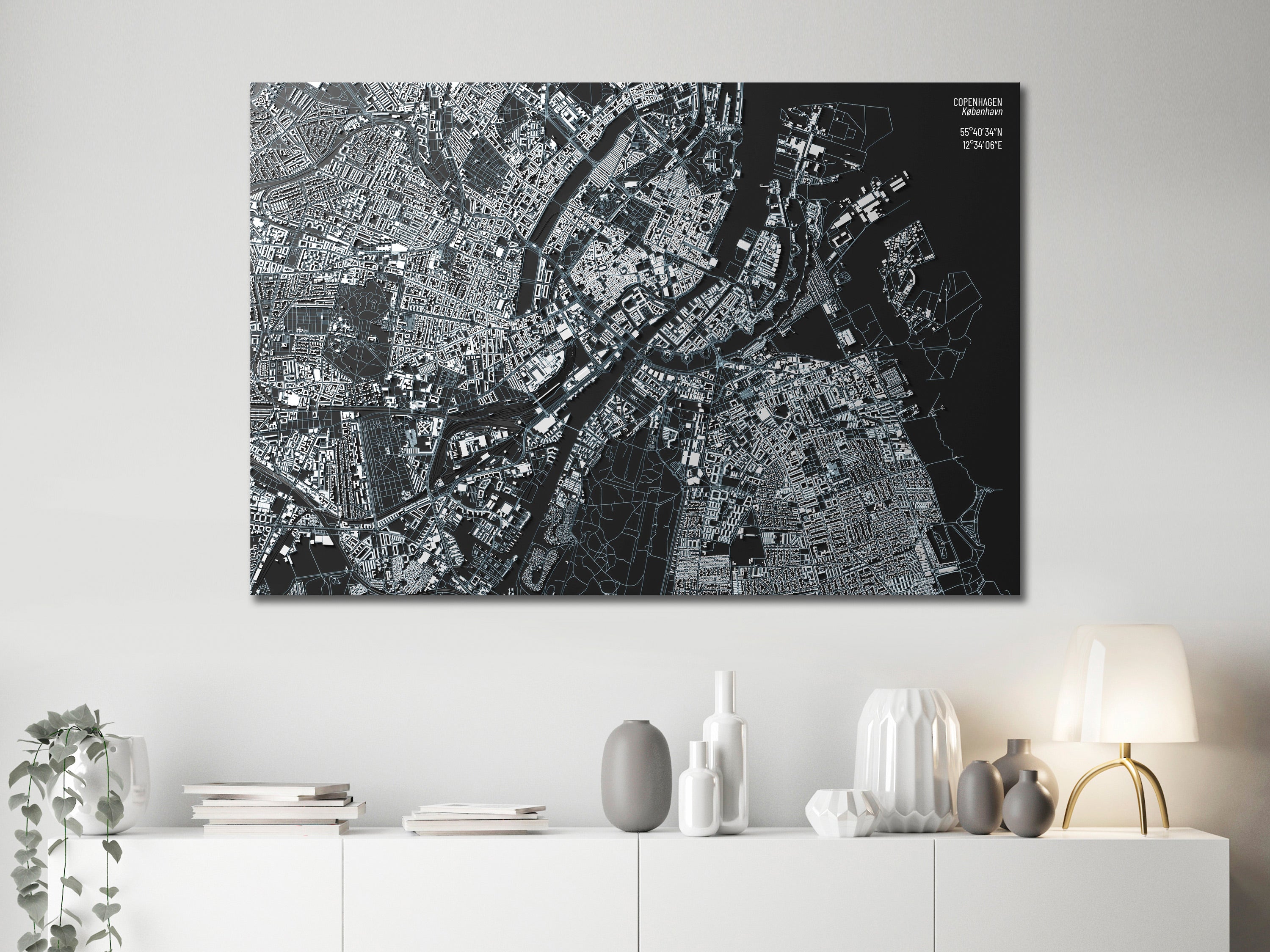 Copenhagen Close-Up Map Decorative Pinboard