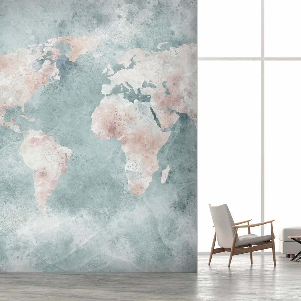 Wall Mural Delicate Map World Map Wall Art