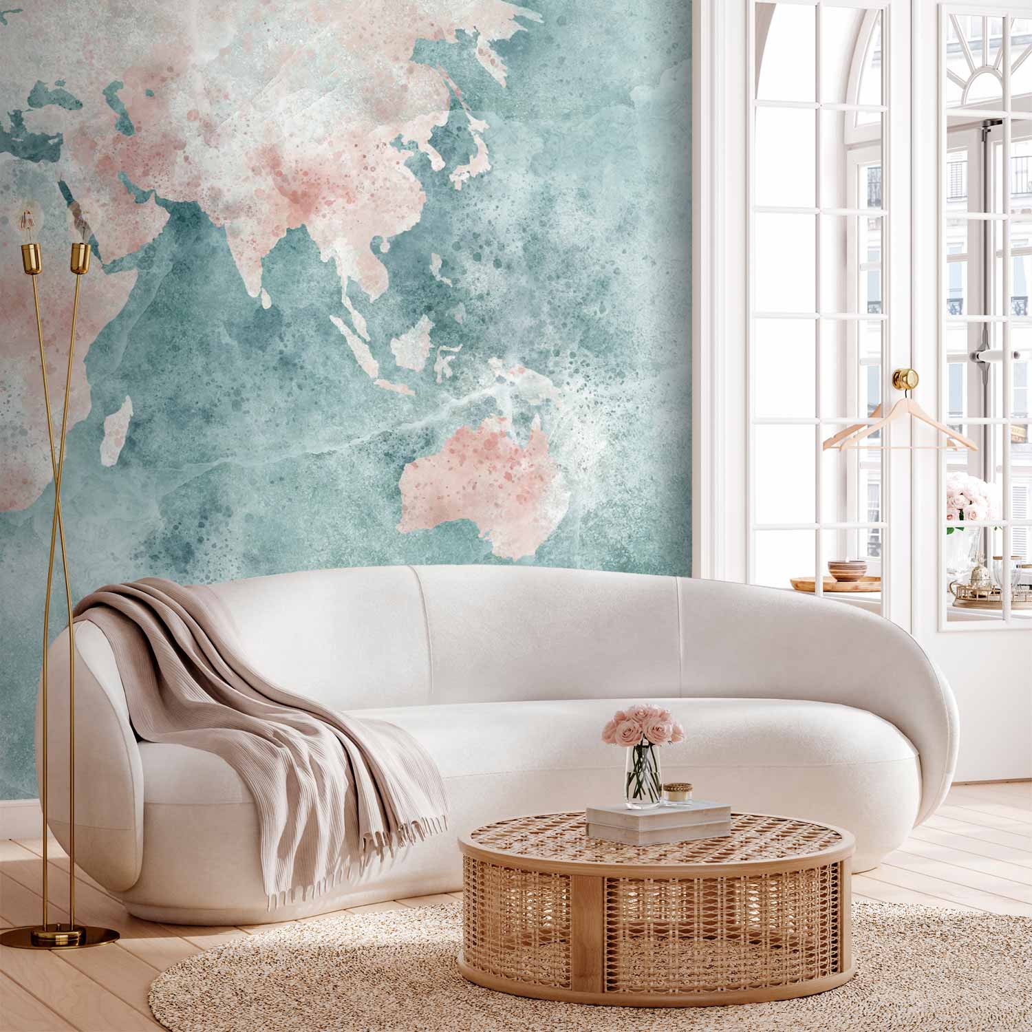 Wall Mural Delicate Map World Map Wall Art