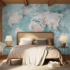 Delicate Watercolour World Map Wall Mural