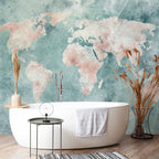 Delicate Watercolour World Map Wall Mural