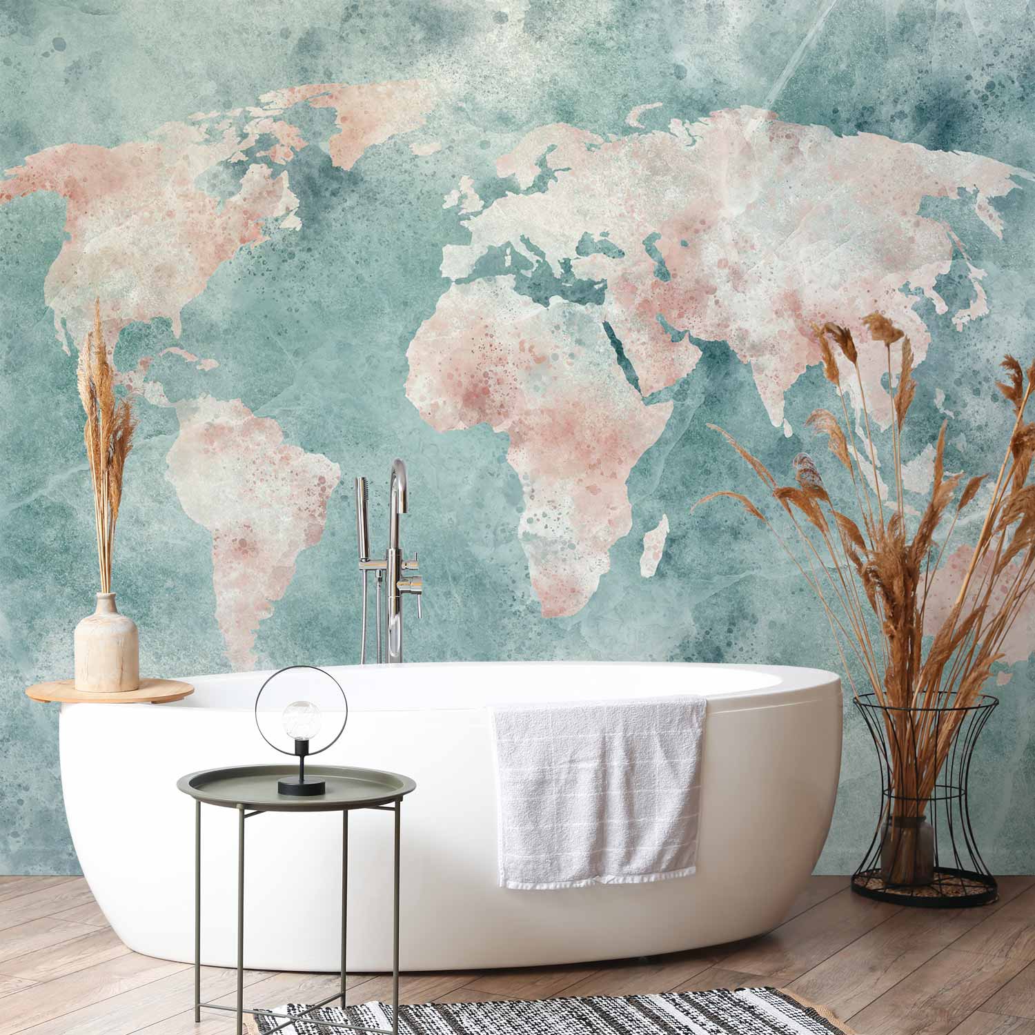 Delicate Watercolour World Map Wall Mural