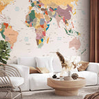 Colourful World Map Wall Mural