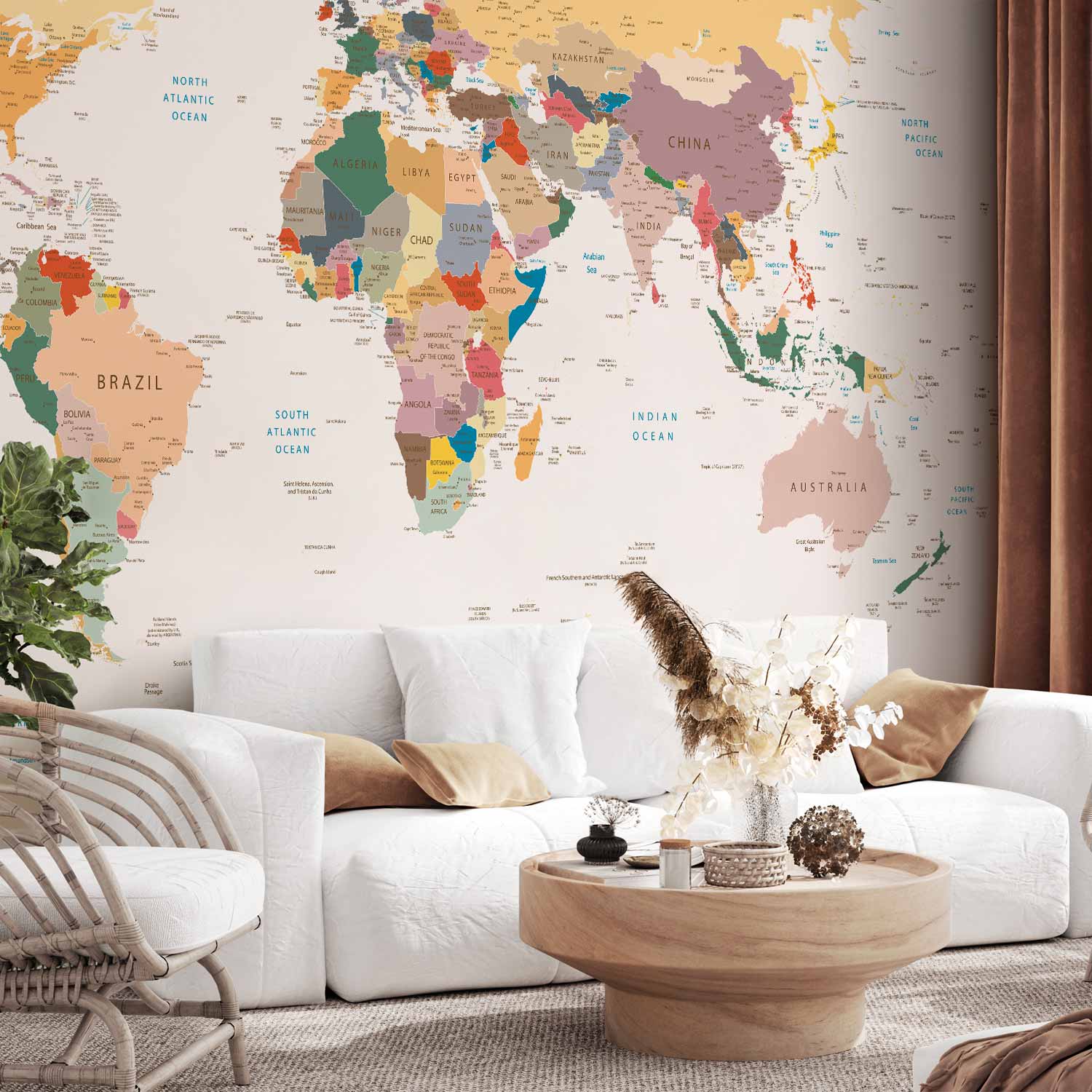 Colourful World Map Wall Mural