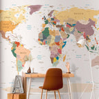 Colourful World Map Wall Mural
