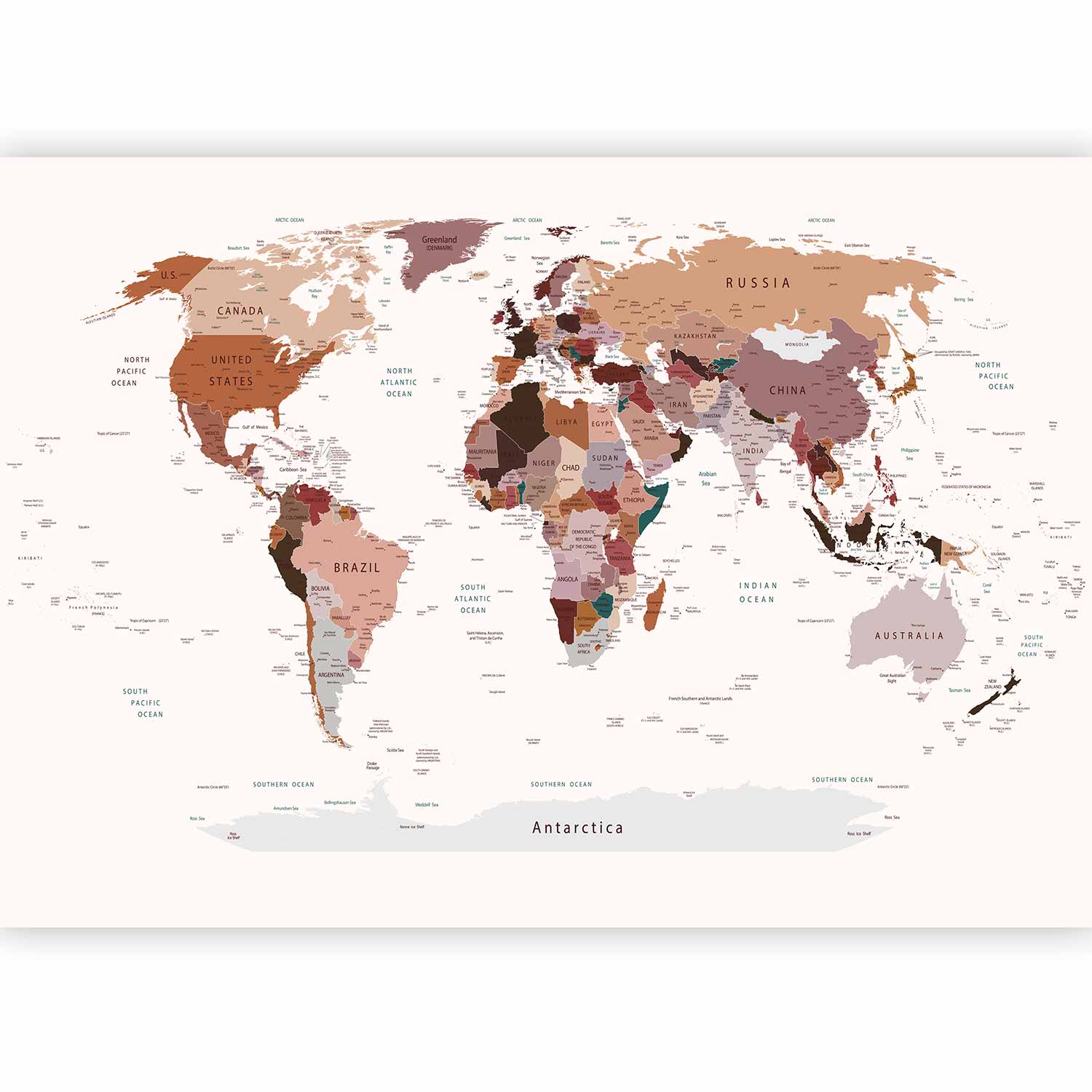 Colorful City Map World Map Wall Mural