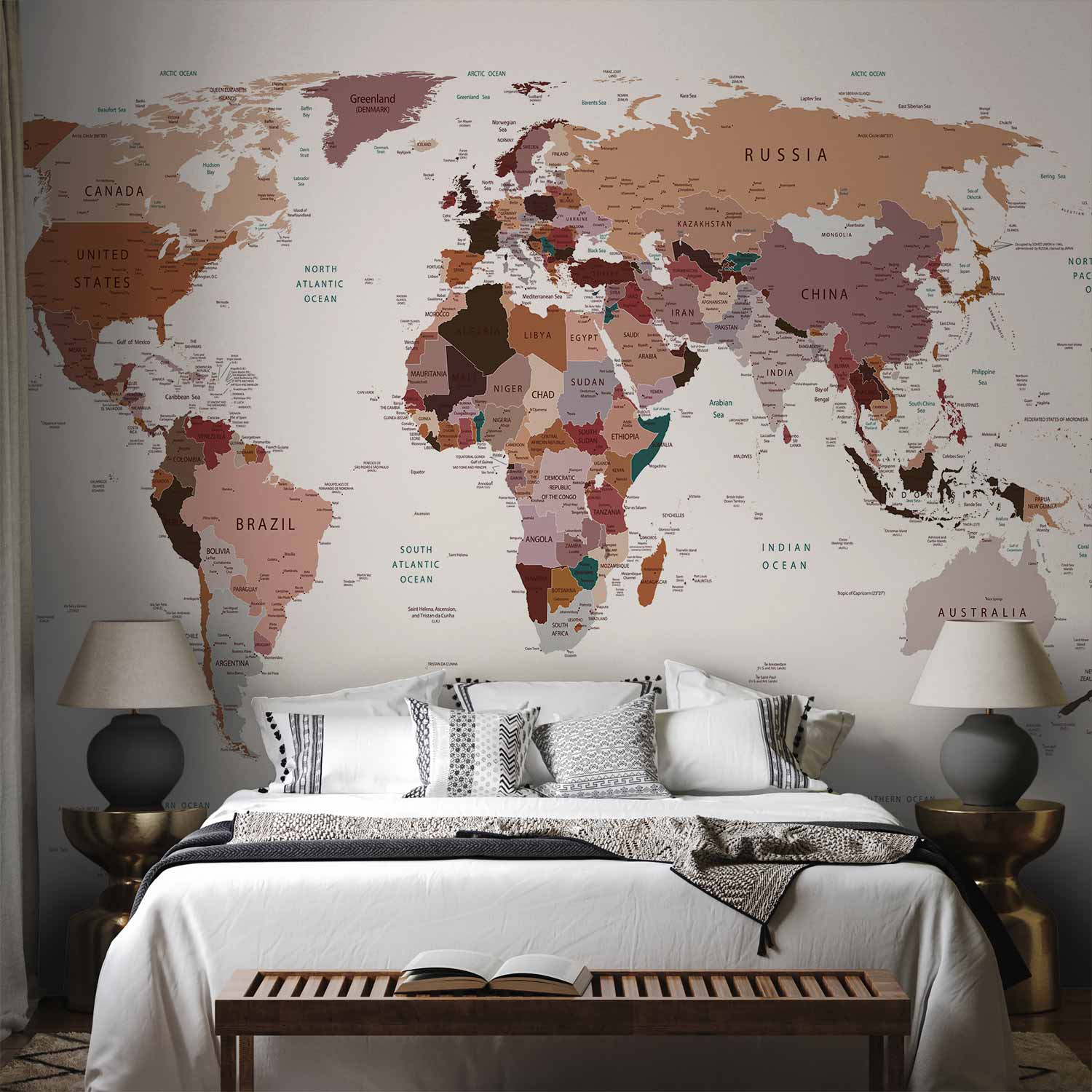 Colorful City Map World Map Wall Mural