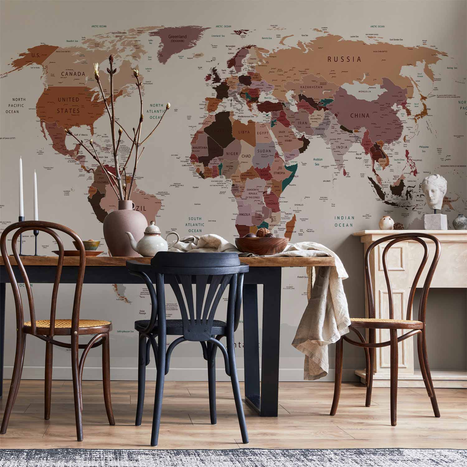 Colorful City Map World Map Wall Mural