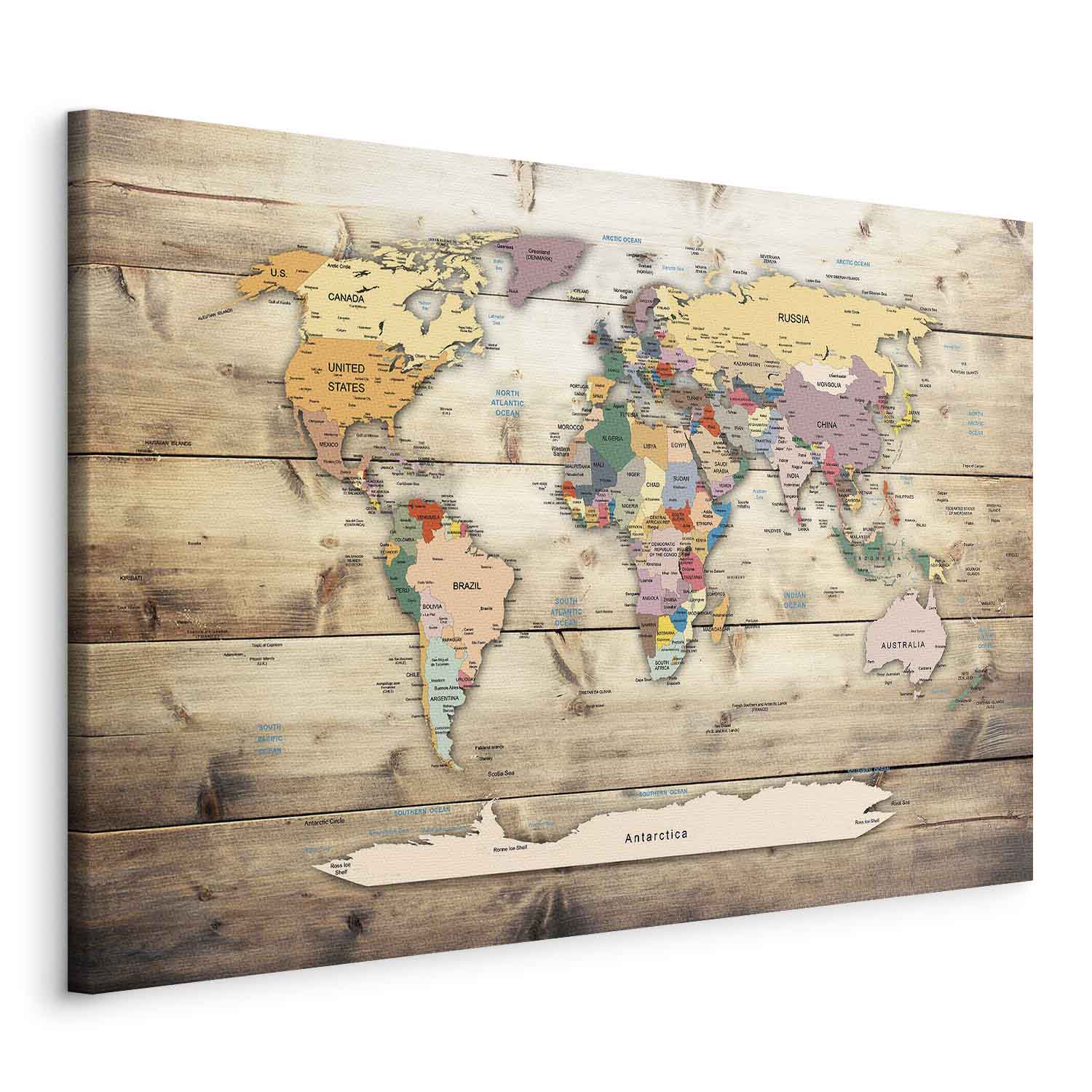 Colourful Continents World Map Canvas Print