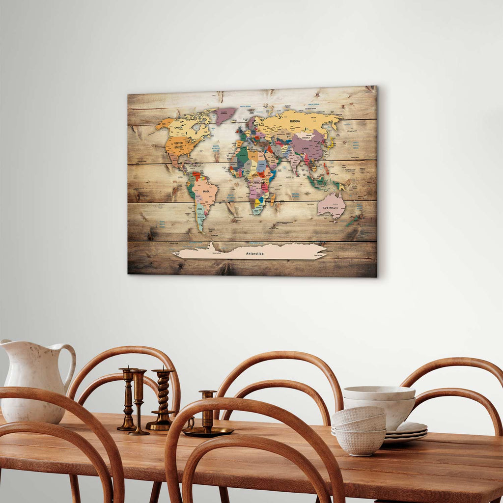 Colourful Continents World Map Canvas Print