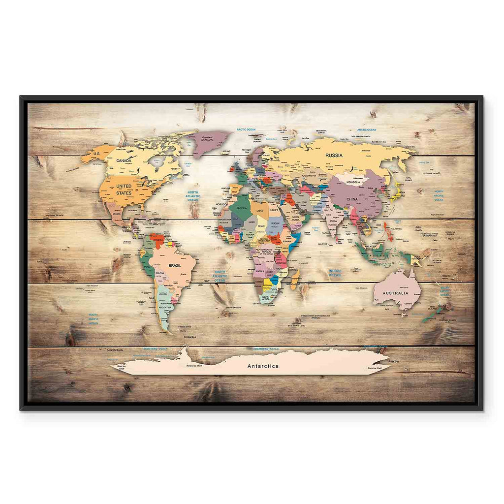 Colourful Continents World Map Canvas Print