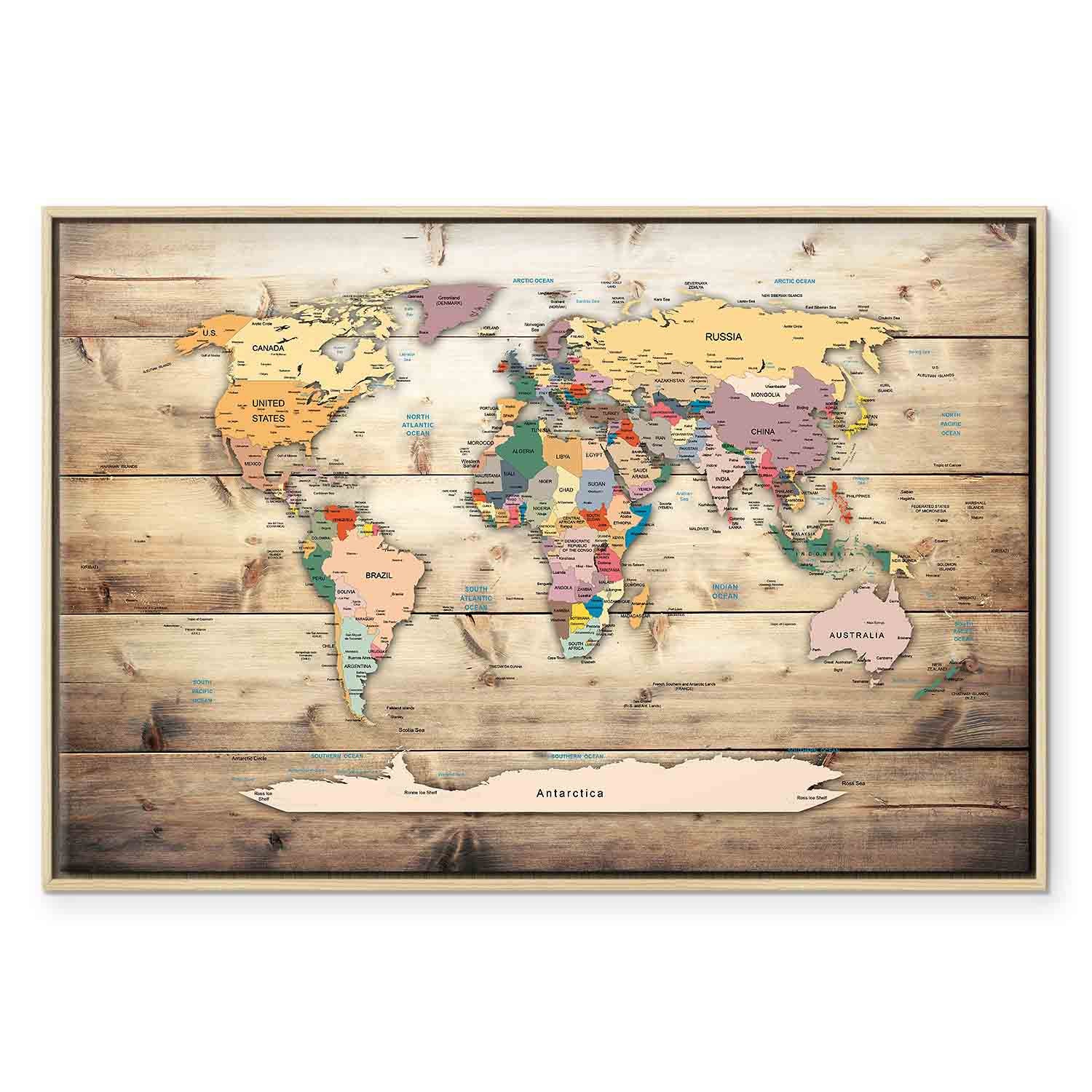 Colourful Continents World Map Canvas Print