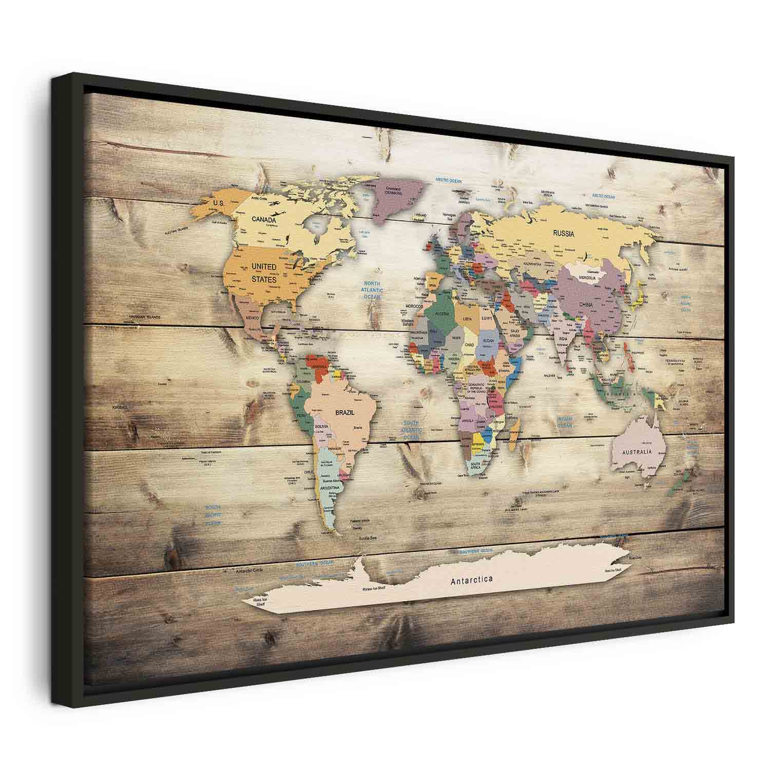 Colourful Continents World Map Canvas Print