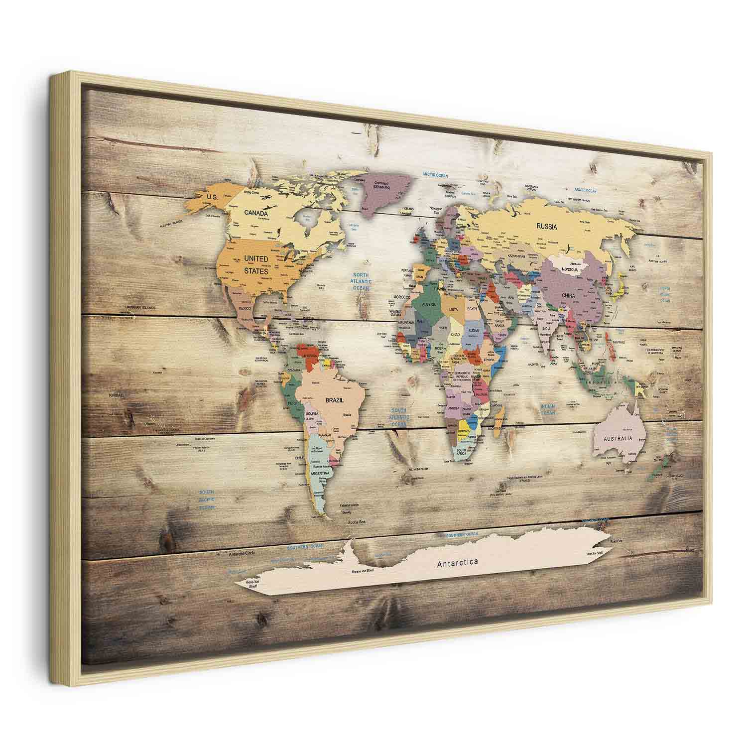 Colourful Continents World Map Canvas Print