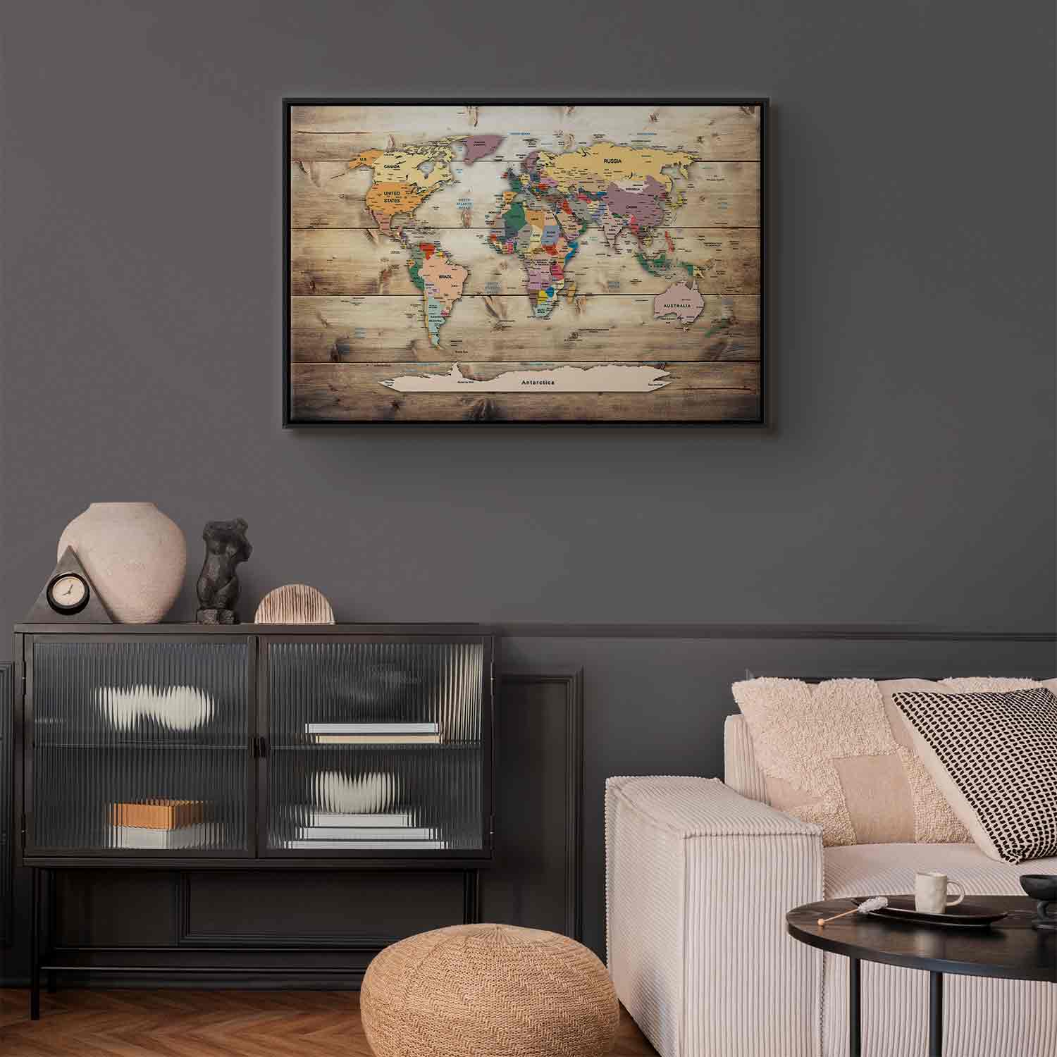 Colourful Continents World Map Canvas Print
