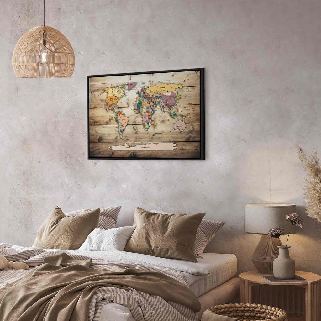 Colourful Continents World Map Canvas Print