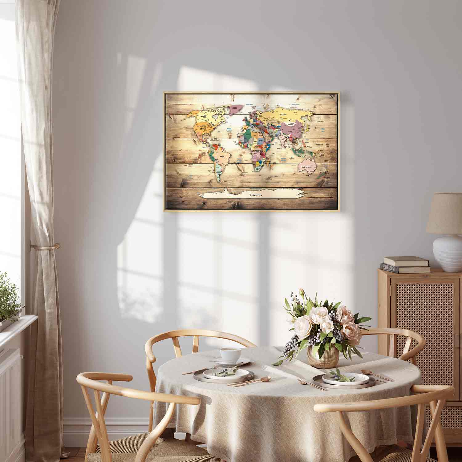 Colourful Continents World Map Canvas Print