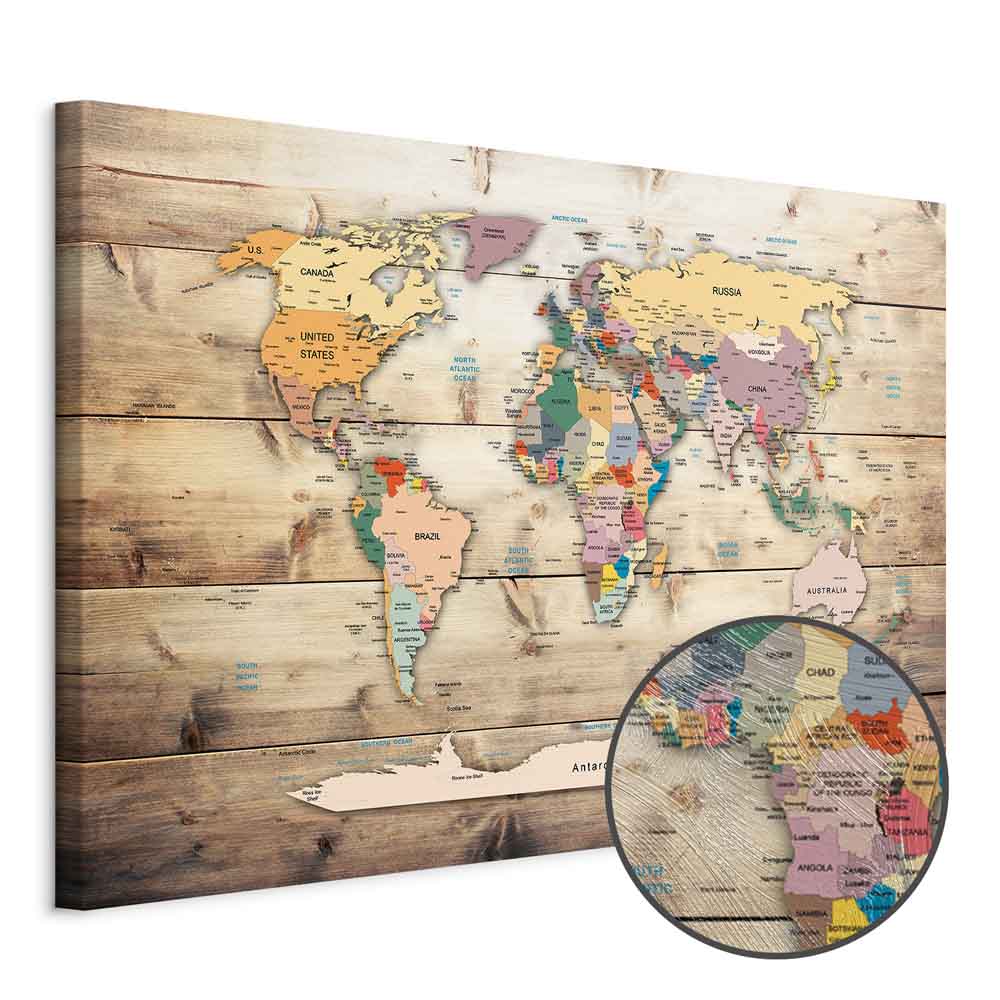 Colourful Continents World Map Canvas Print
