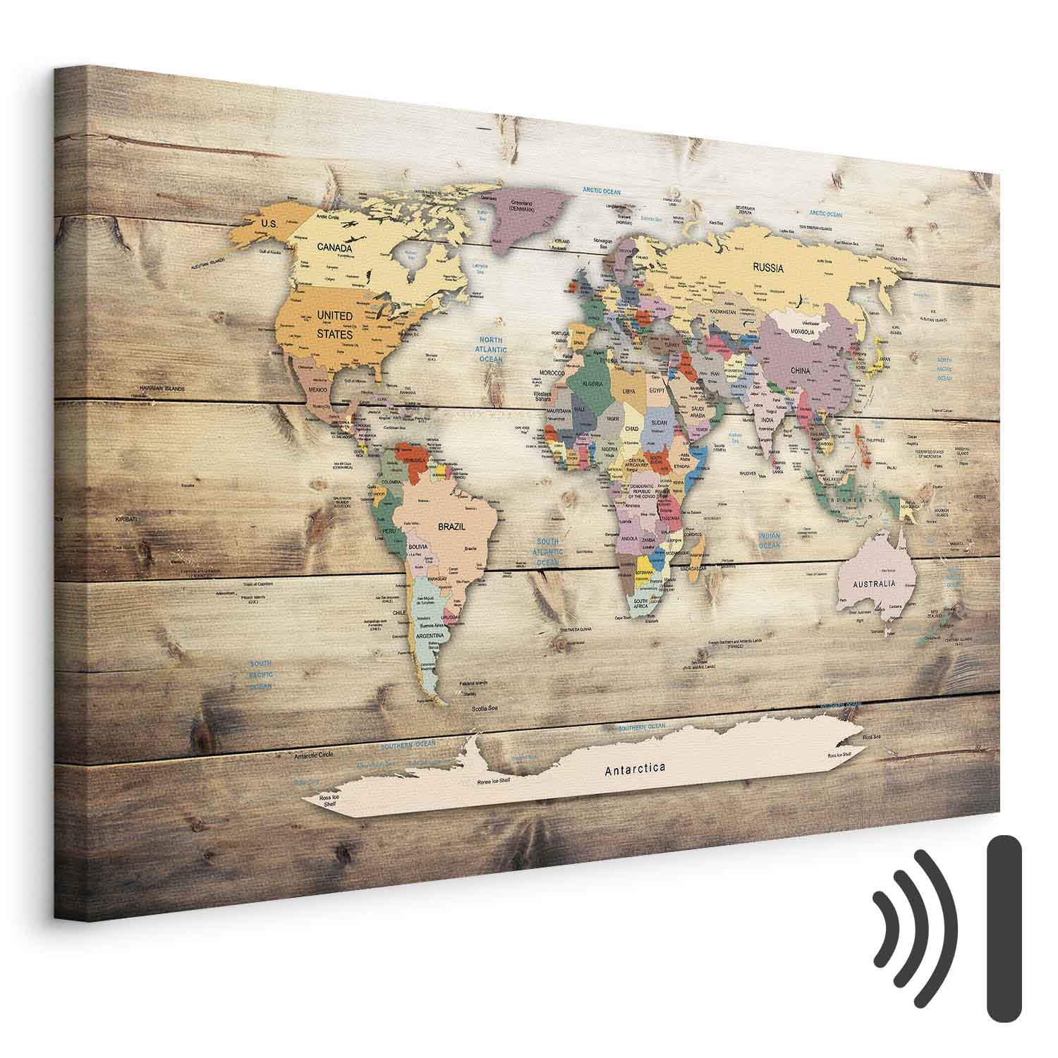 Colourful Continents World Map Canvas Print