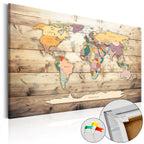Wooden World Map Decorative Pinboard