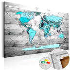 Blue Continents World Map Decorative Pinboard