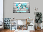 Blue Continents World Map Decorative Pinboard