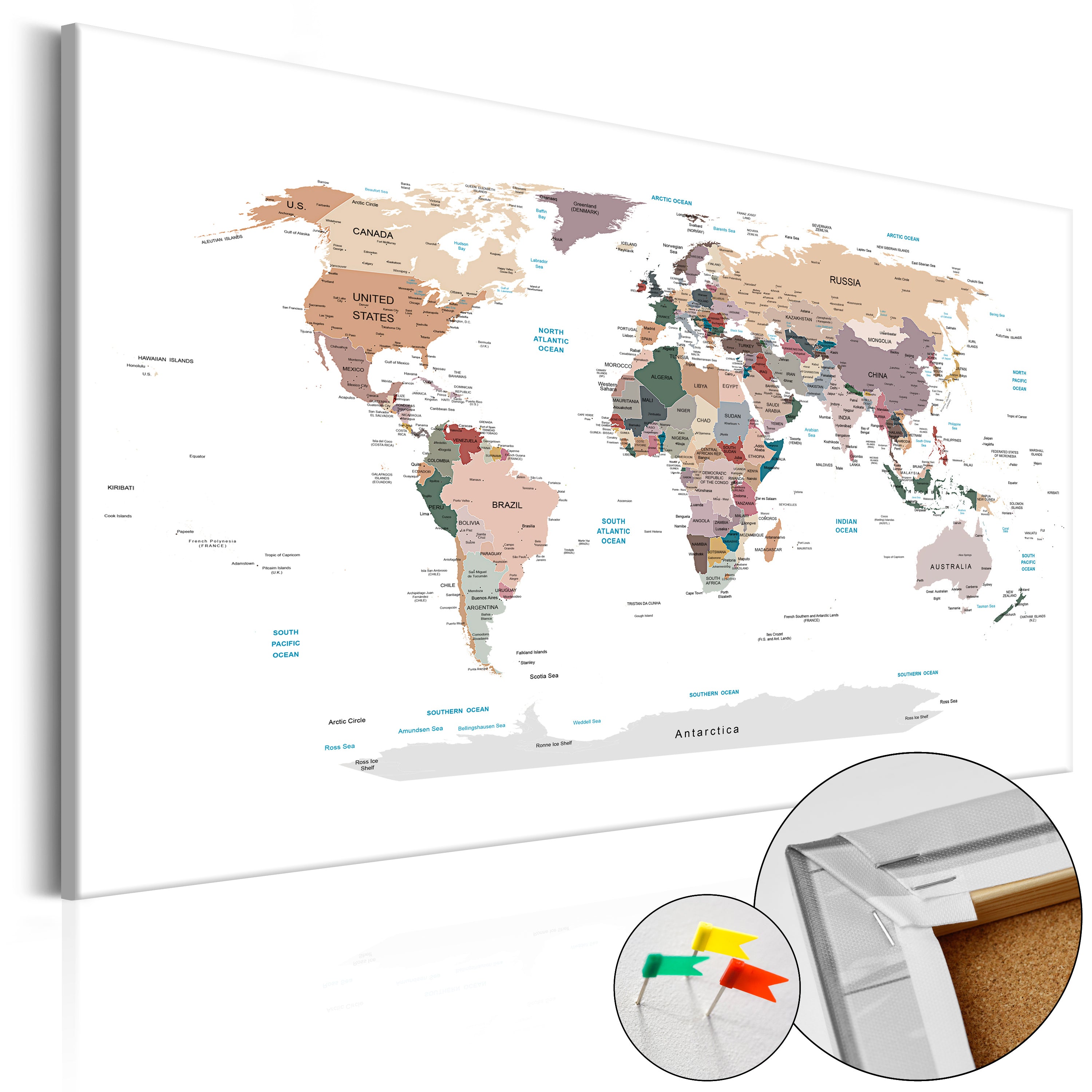 World Map Travel Decorative Pinboard