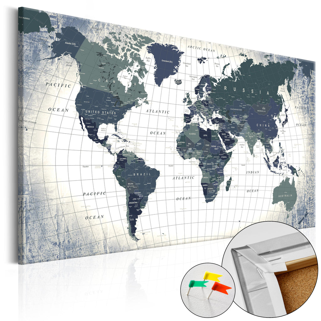 World Map Structure Decorative Pinboard