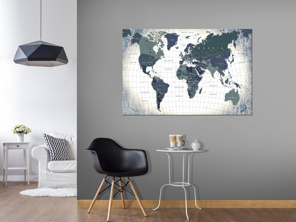 World Map Structure Decorative Pinboard