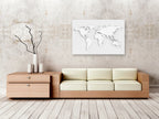 Monochrome World Map Decorative Pinboard