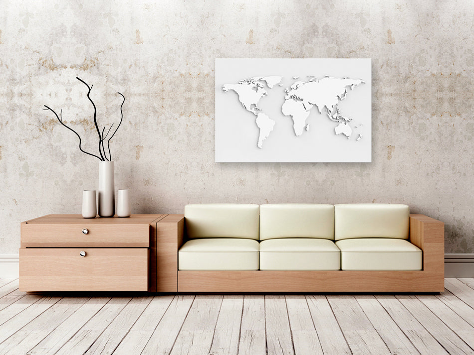 Monochrome World Map Decorative Pinboard