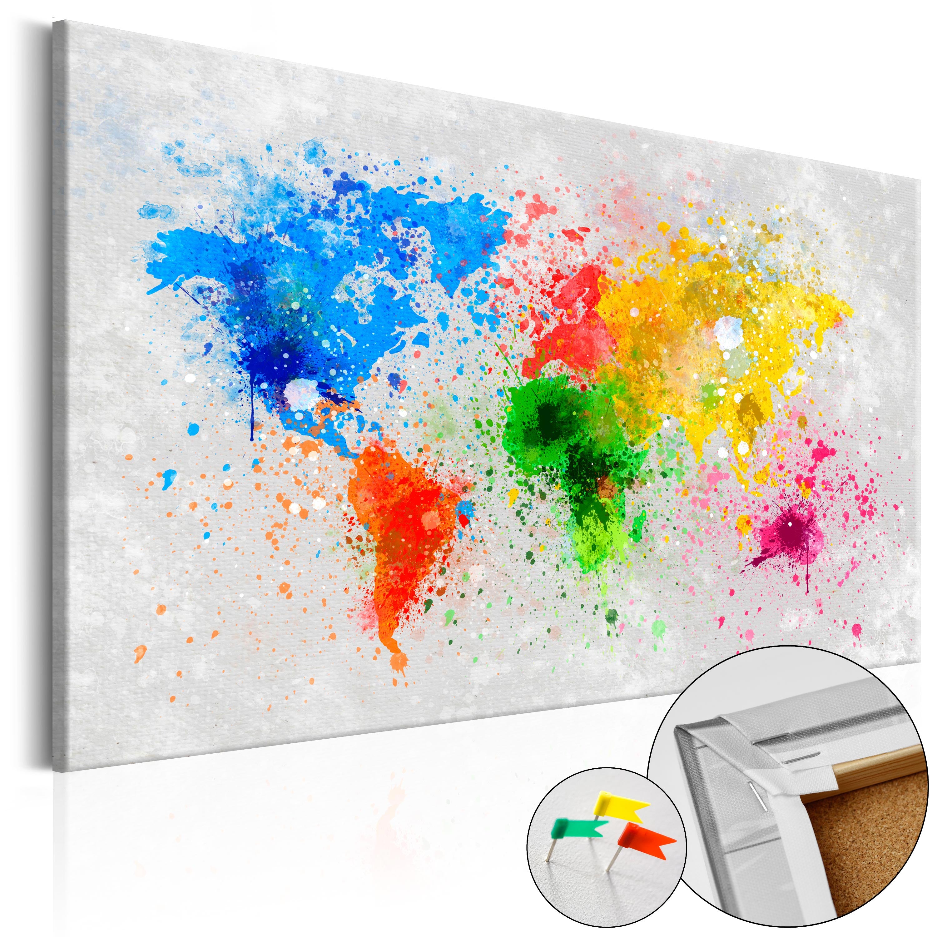 Expressionist World Map Colorful Decorative Pinboard