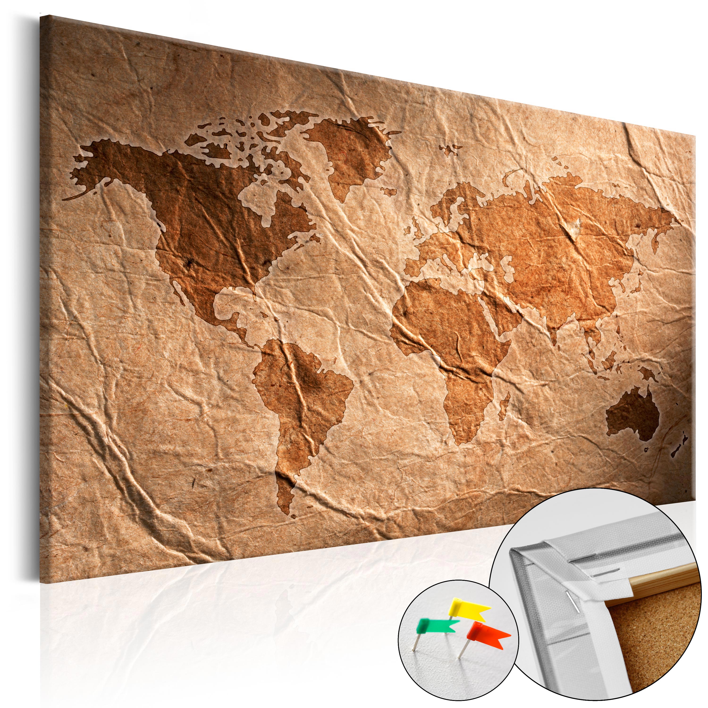 Paper World Map Decorative Pinboard