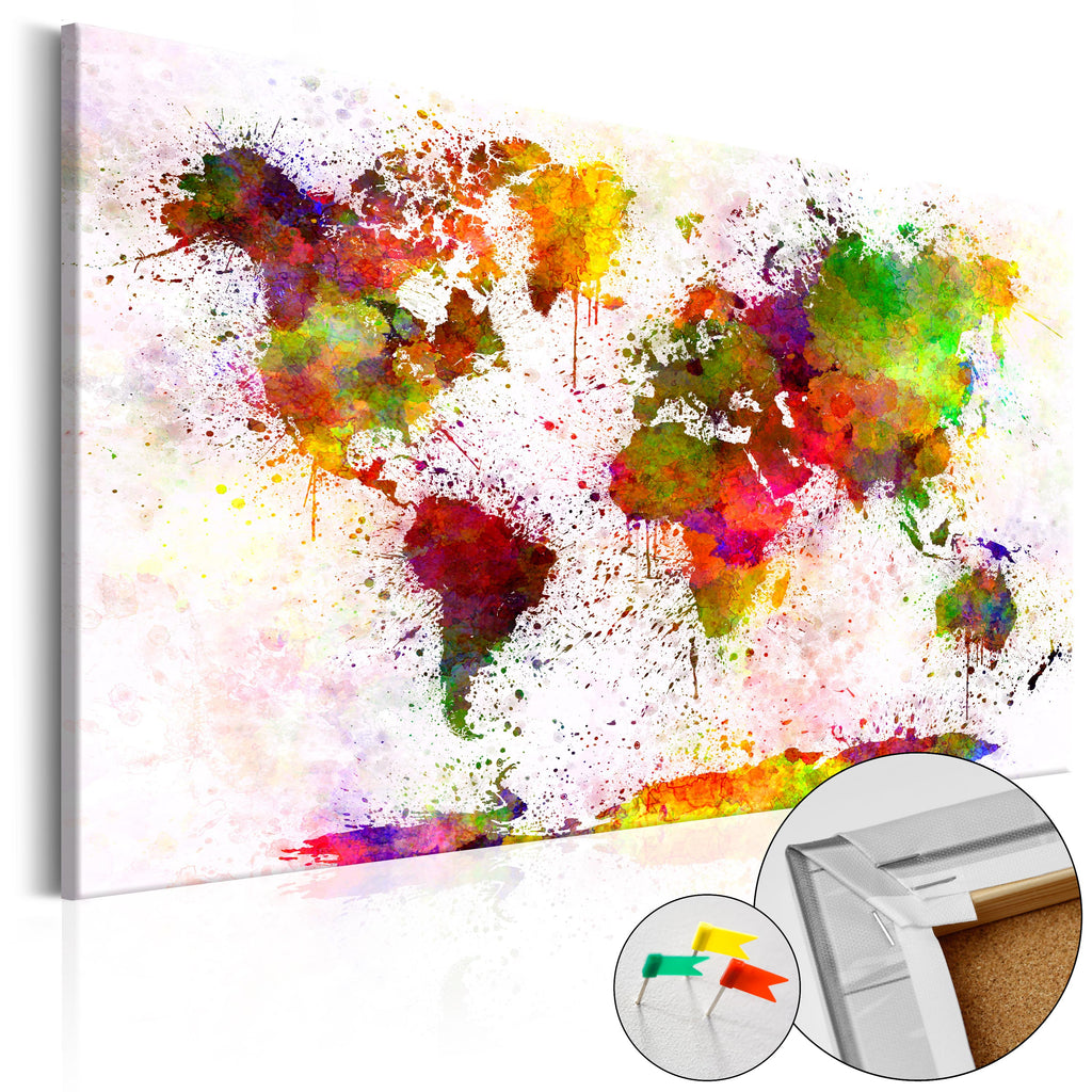 Artistic World Map Decorative Pinboard