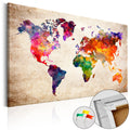 Colourful Abstract World Map Decorative Pinboard