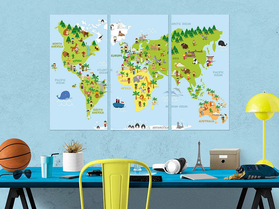 Colorful Continents World Map Decorative Pinboard