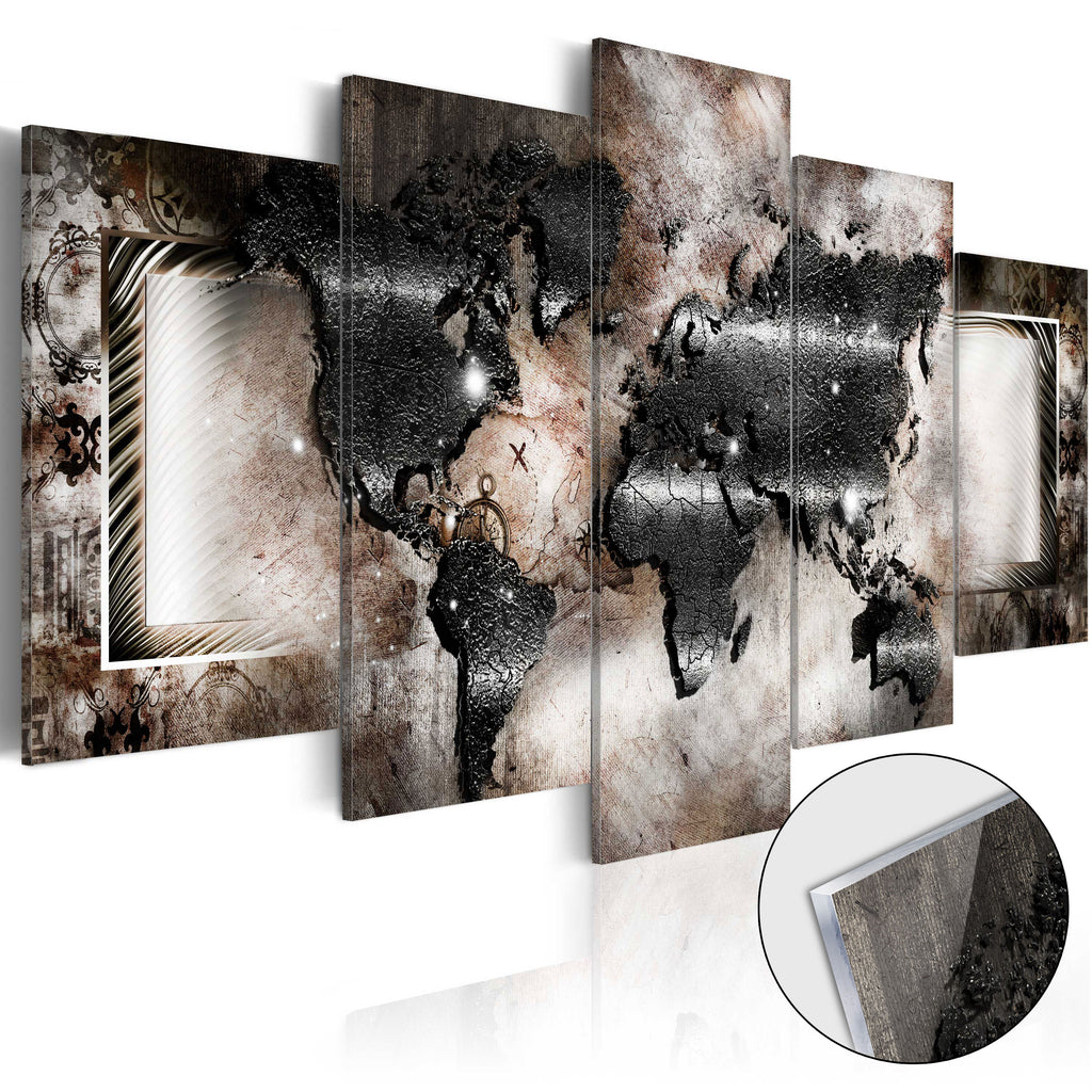 Graphite World Map Modern Acrylic Print