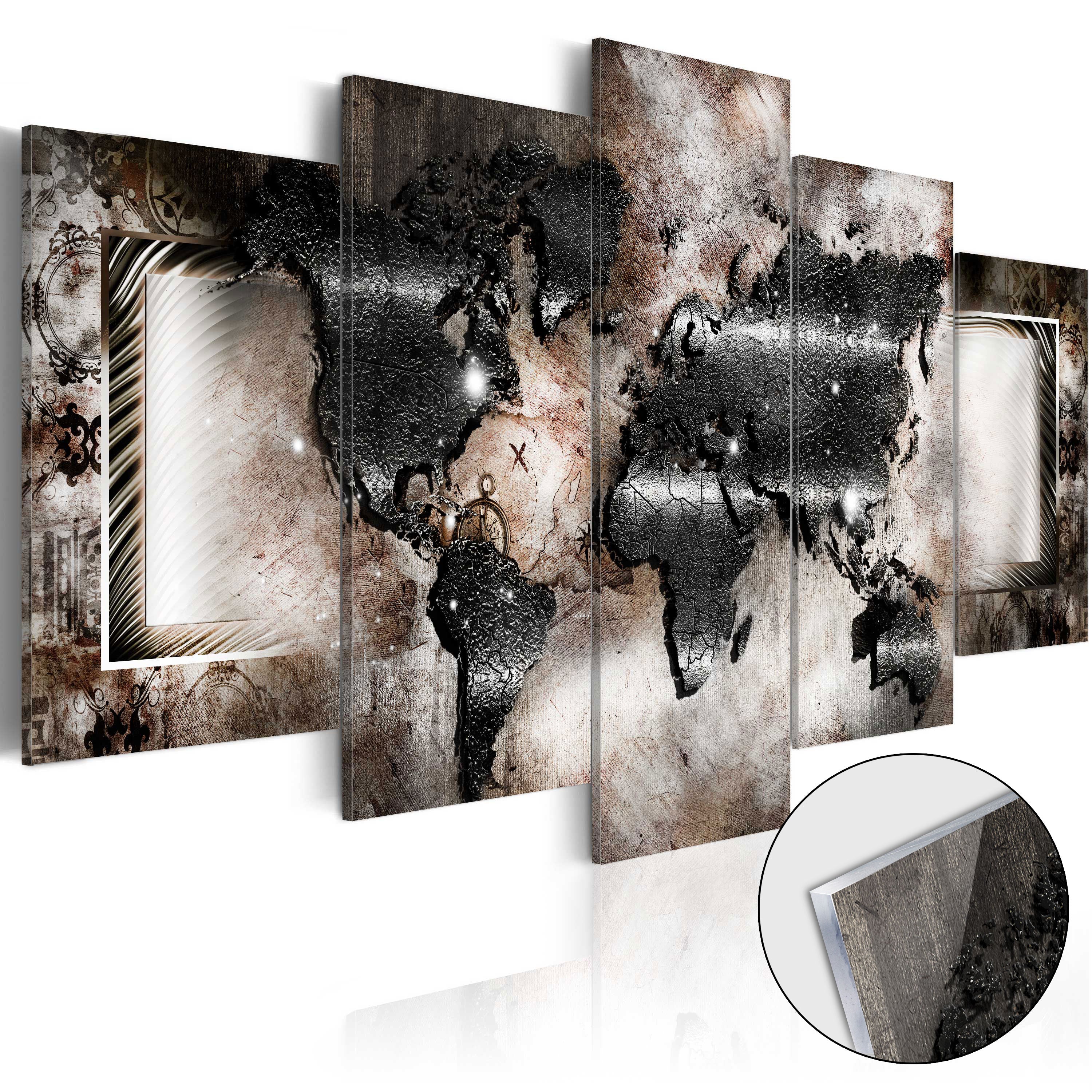 Graphite World Map Modern Acrylic Print