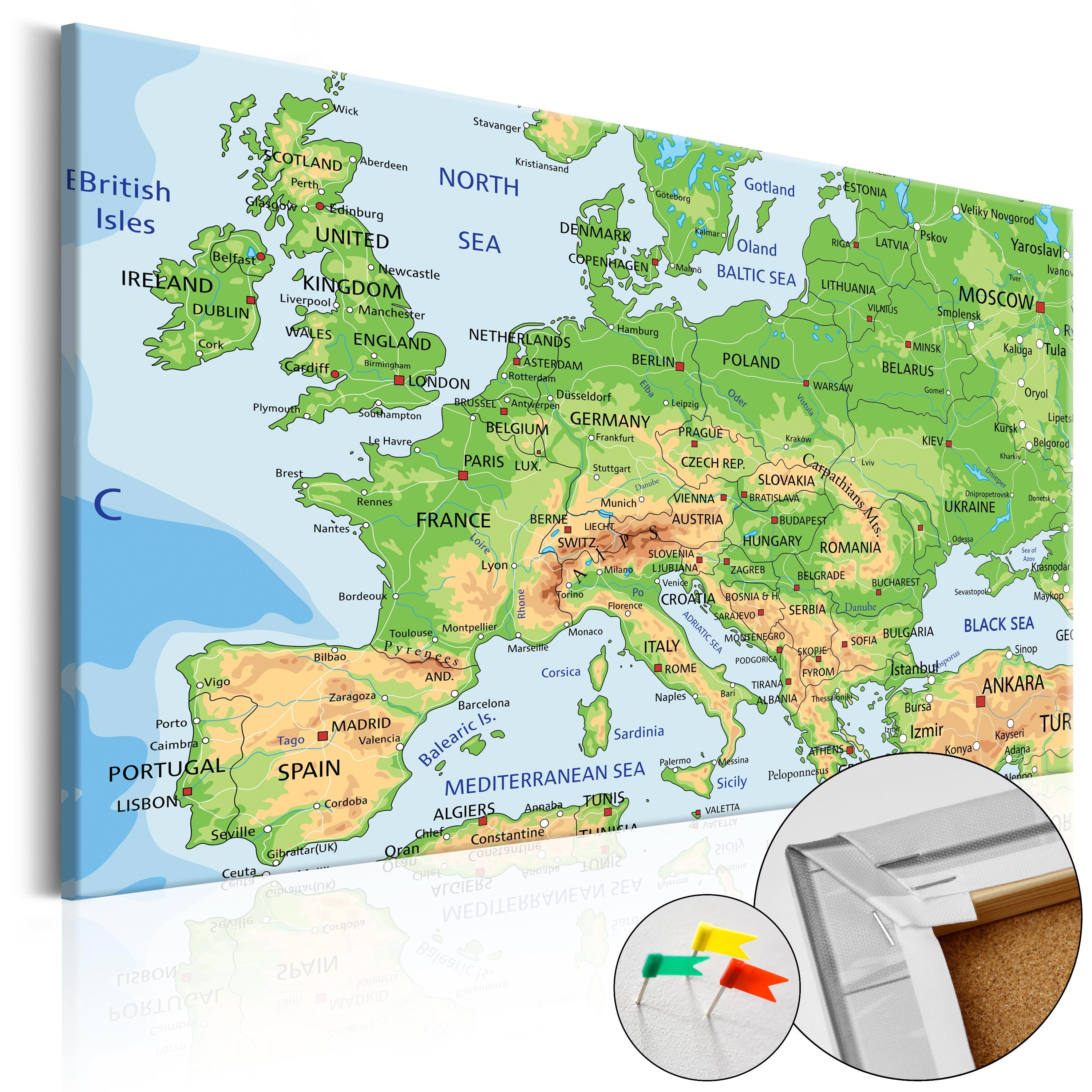 Colorful Europe Map Decorative Pinboard