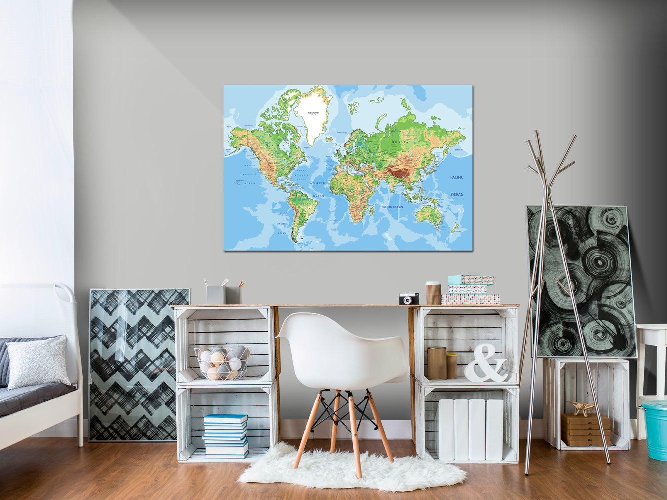 Colorful World Geography Map Decorative Pinboard