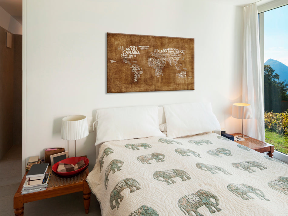 Vintage Italian Text Cork World Map Decorative Pinboard