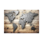 Silver World Map Canvas Print