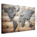 Silver World Map Canvas Print