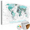 World Map Blue Decorative Pinboard