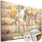 Wooden Continents World Map Decorative Pinboard