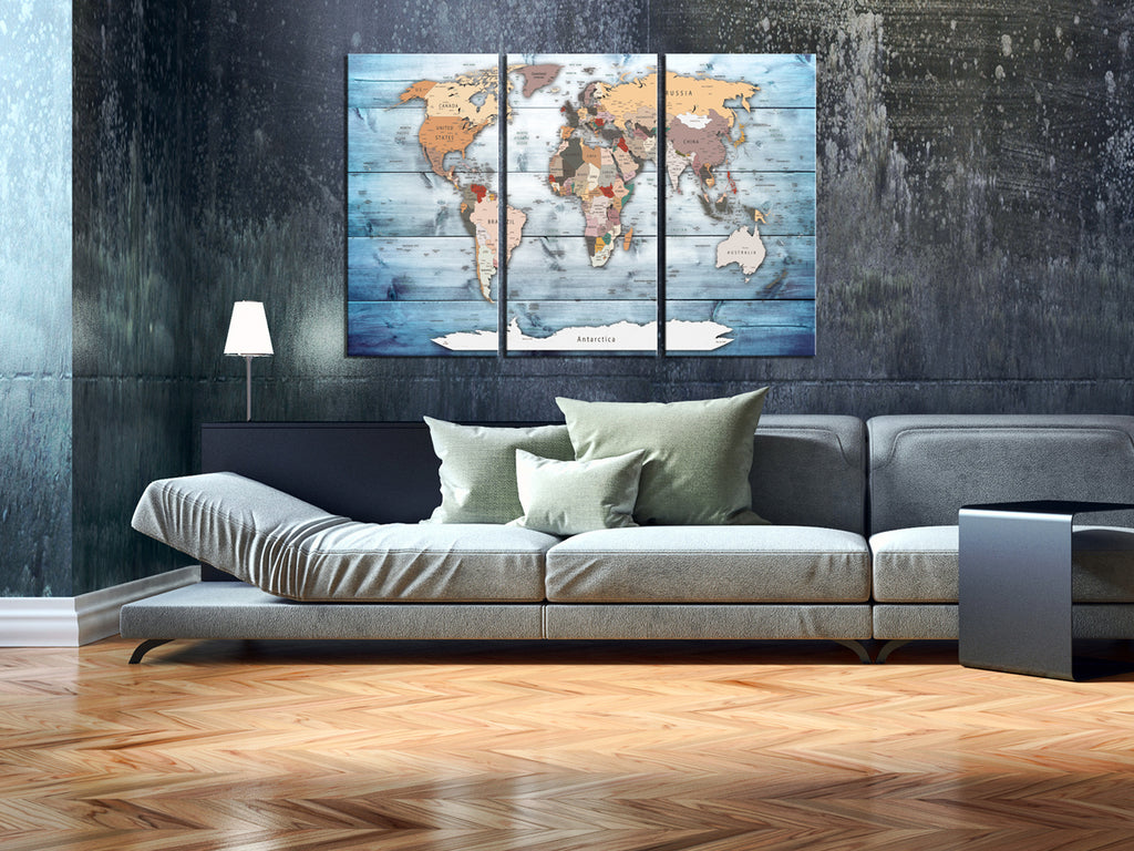 Sapphire World Map Decorative Pinboard