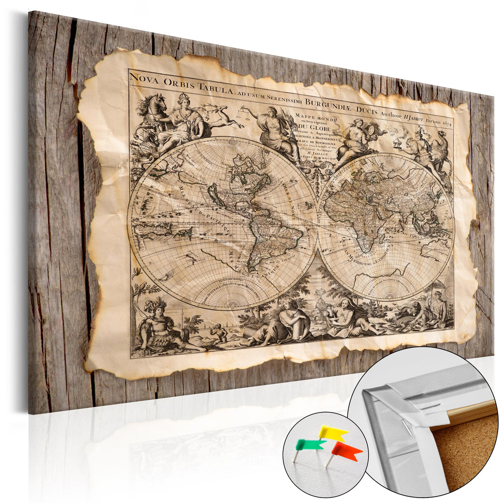 Retro World Map Decorative Pinboard